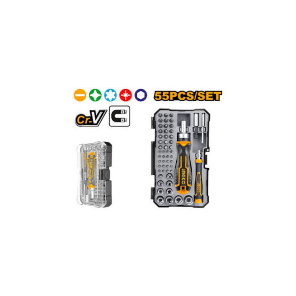 Ingco 55 Pcs Screwdriver Bits Set Hksdb0558