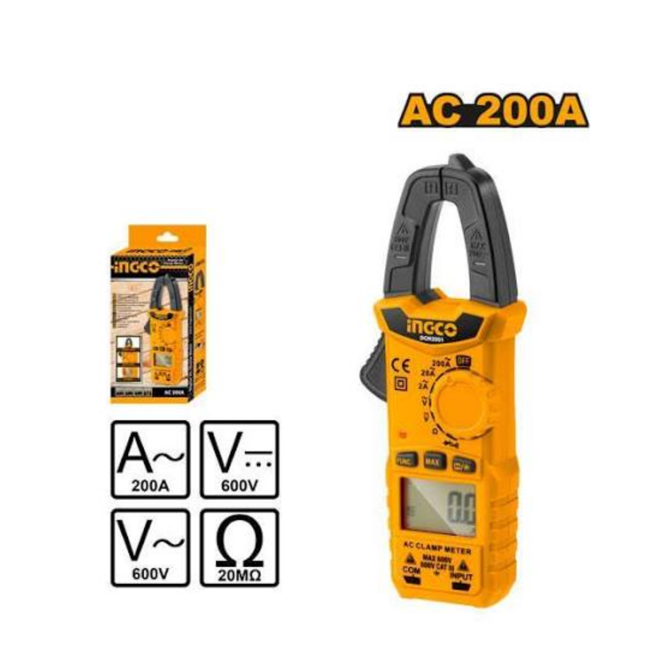 Ingco Digital Ac Clamp Meter Ac 200A Dcm2001