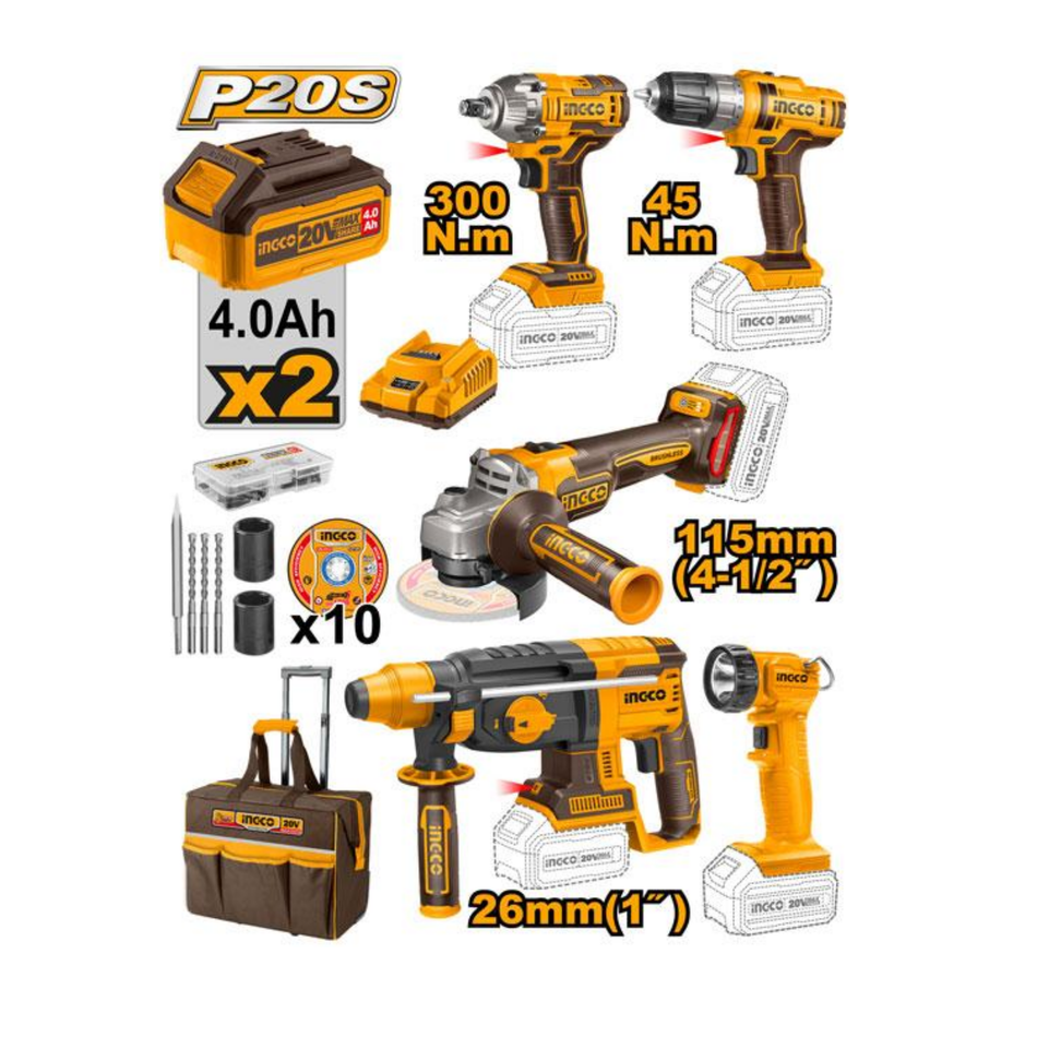 Ingco Cordless Combo Kit 5Pcs 20V Ckli2019