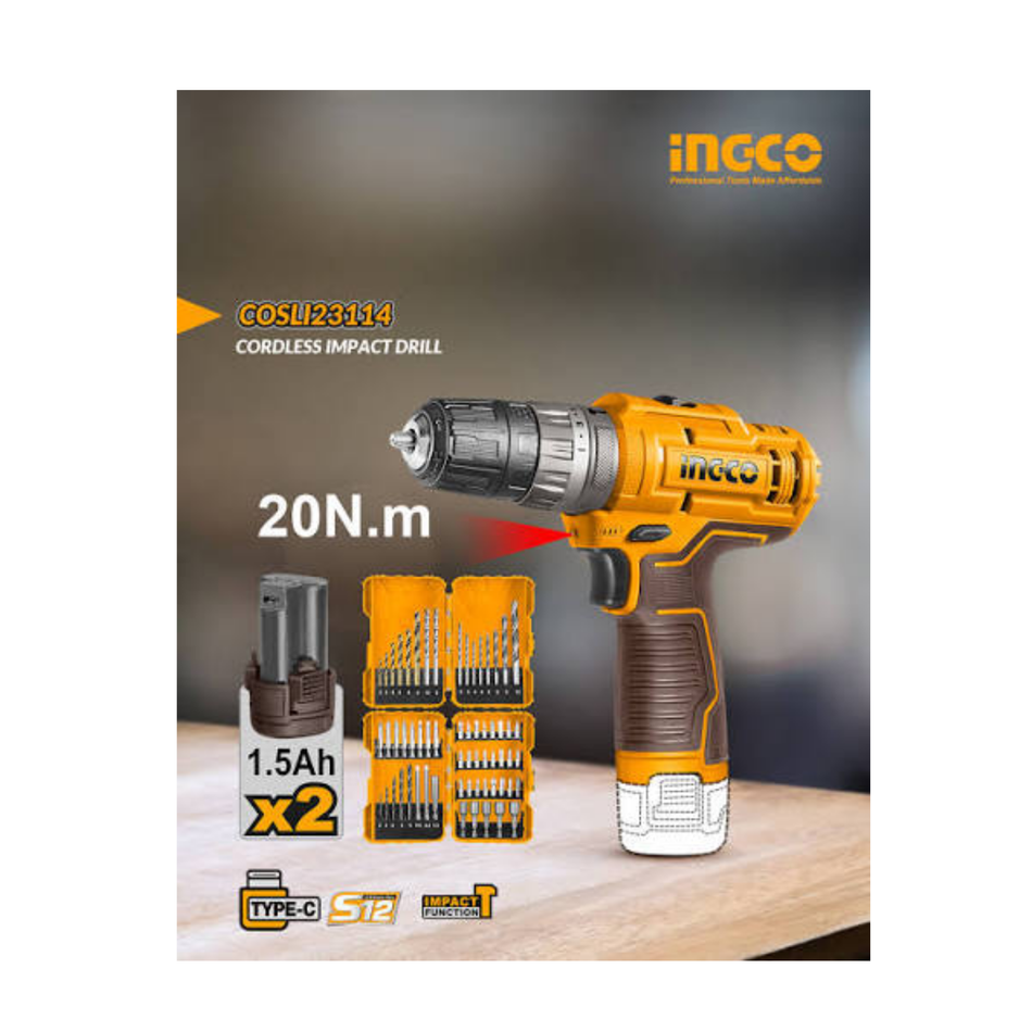 Ingco Cordless Impact Drill 12V Without Charger Cosli23114