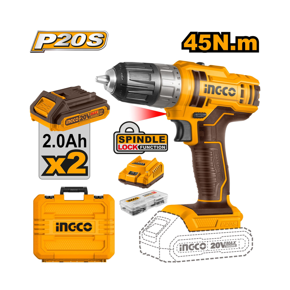 Ingco Cordless Drill 20V 51Pcs/Set Cdli200528