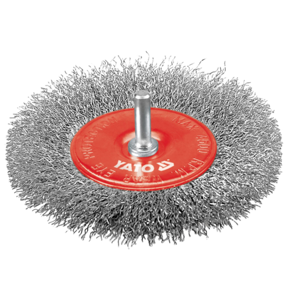 YATO  CIRCULAR BRUSH WITH SHAFT, CRIMPED INOX WIRE YT-4758