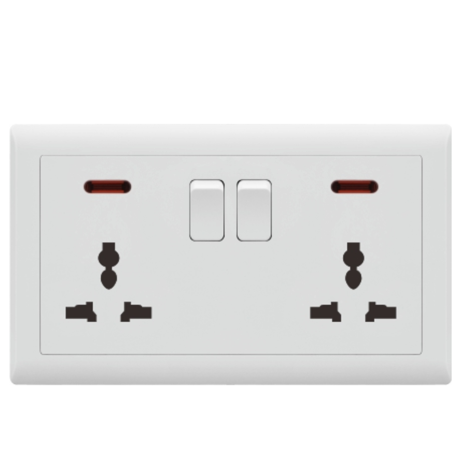 DOUBLE MF SOCKET WITH SWITCH V1-017