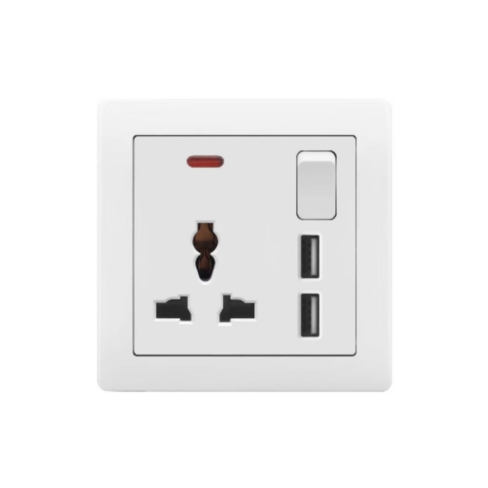 SINGLE MF SOCKET WITH 2 USB V1-036
