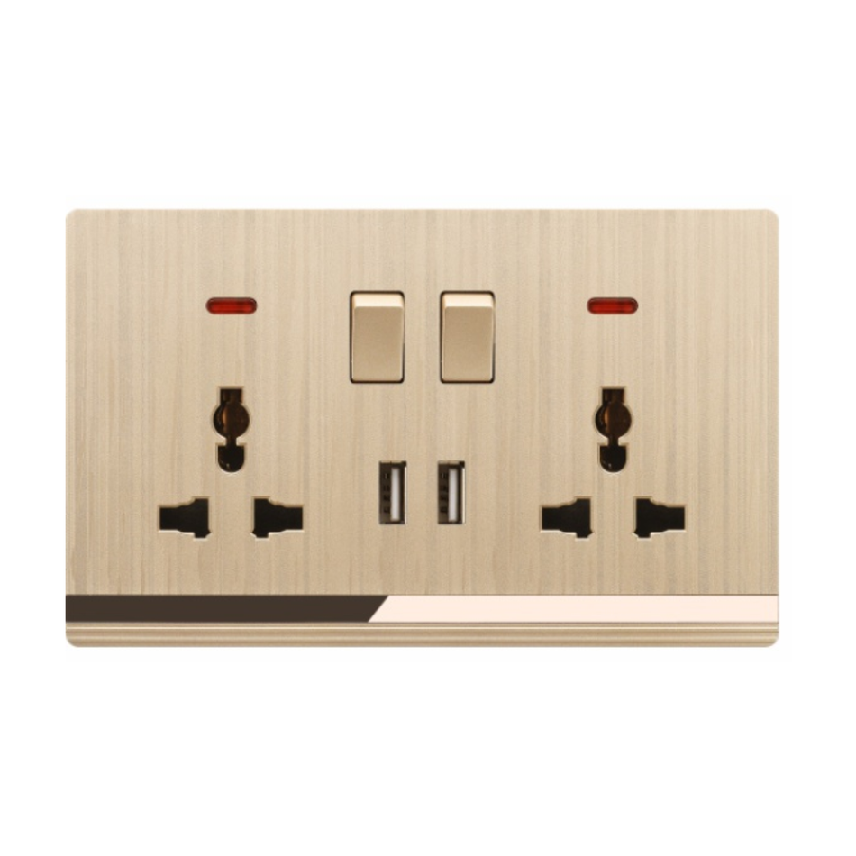 DOUBLE MF SWITCHED  SOCKET WITH 2 USB V5-018