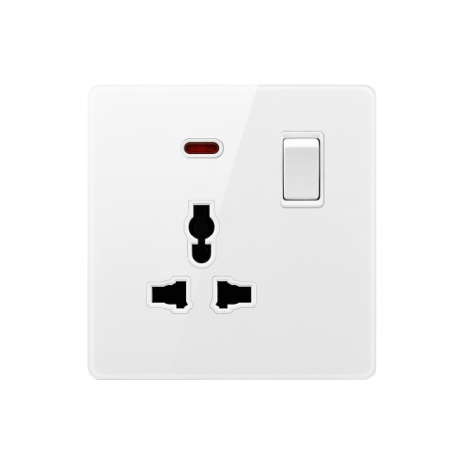 13A 1 GANG SWITCH + MULTI FUNCTION SOCKET WITH NEON V6-038