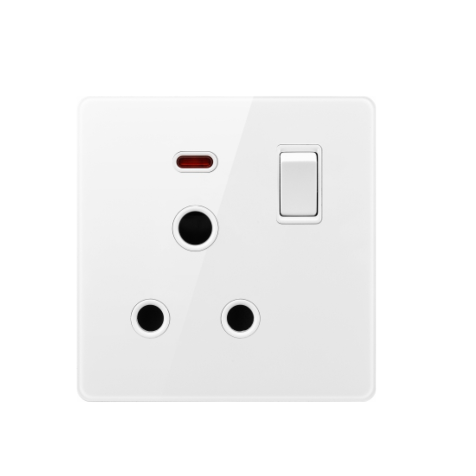 15A 1 GANG SWITCH + SOCKET WITH NEON V6-035