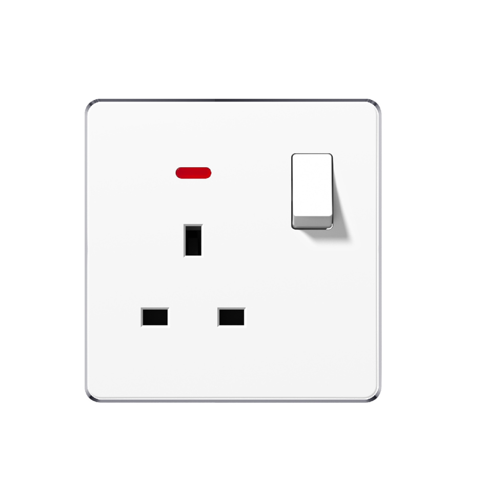 13A 1 GANG SWITCH + SOCKET WITH NEON V7-036