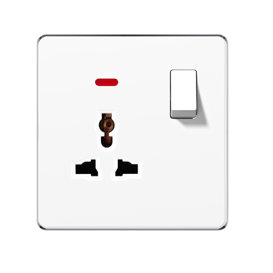 13A 1 GANG SWITCH +  MULTI FUNCTION SOCKET WITH NEON V7-038