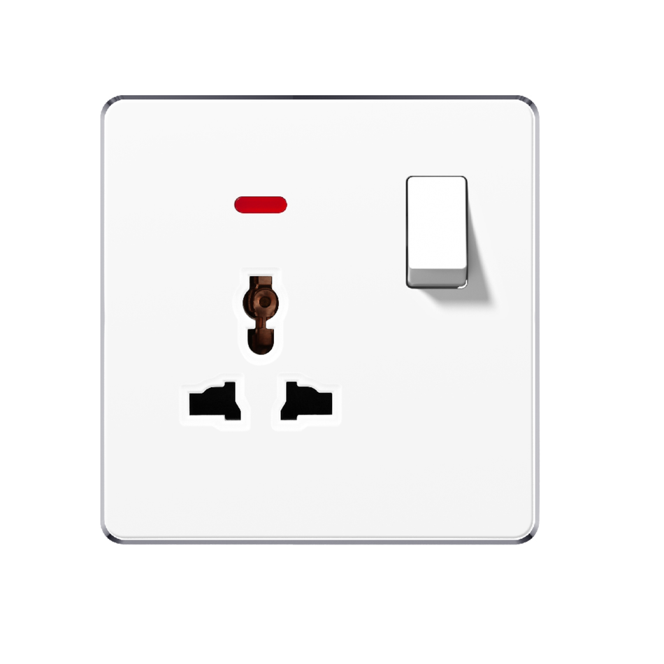 15A 1 GANG SWITCH + SOCKET WITH NEON  V7-035