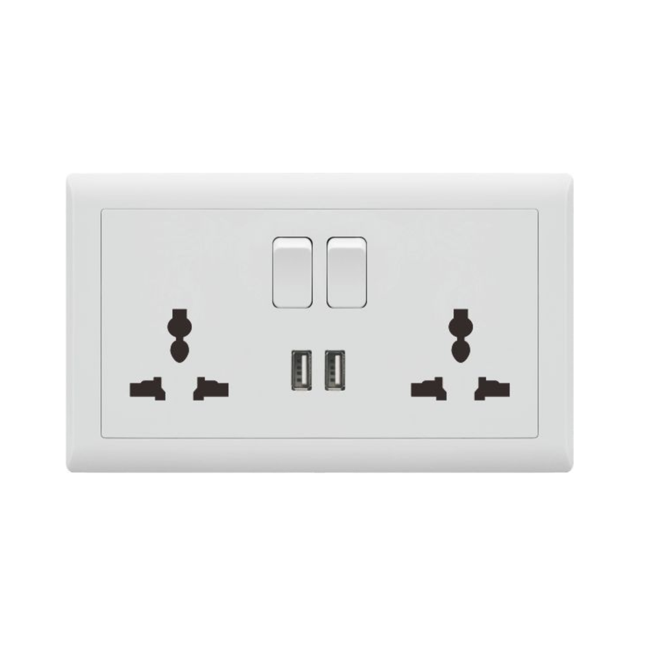 DOUBLE SWITCH MULTI SOCKET AND 2 USB D1-033