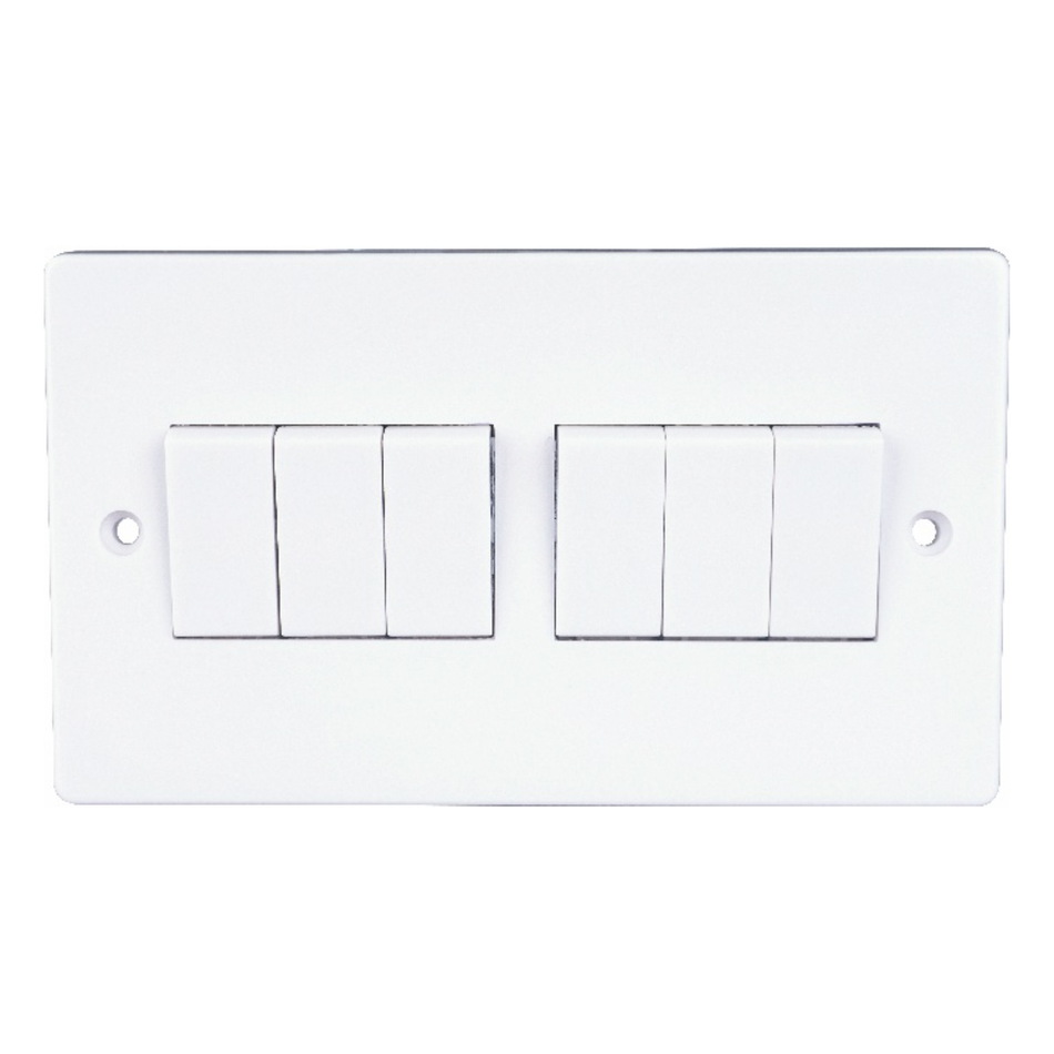 10A 6 GANG 2 WAY PLATE SWITCH MD-HWD5005