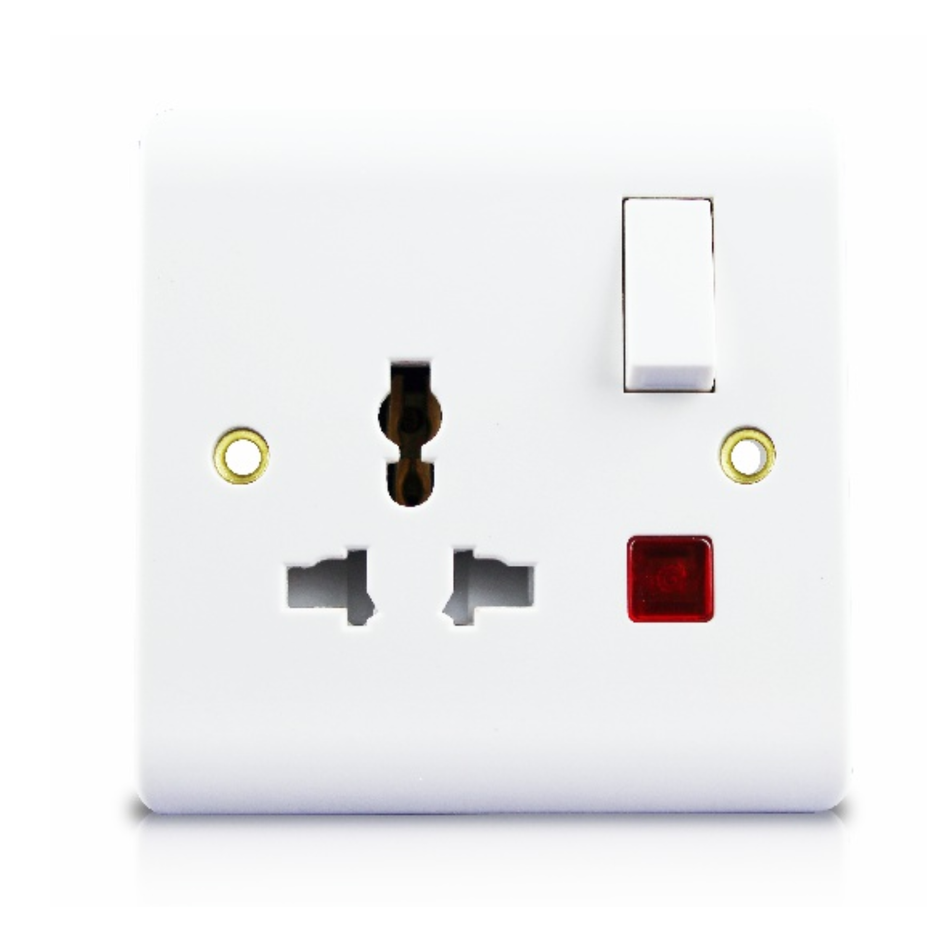 13A 1 GANG SWITCHED MULTI FUNCTION SOCKET+NEON MD-HWD5012