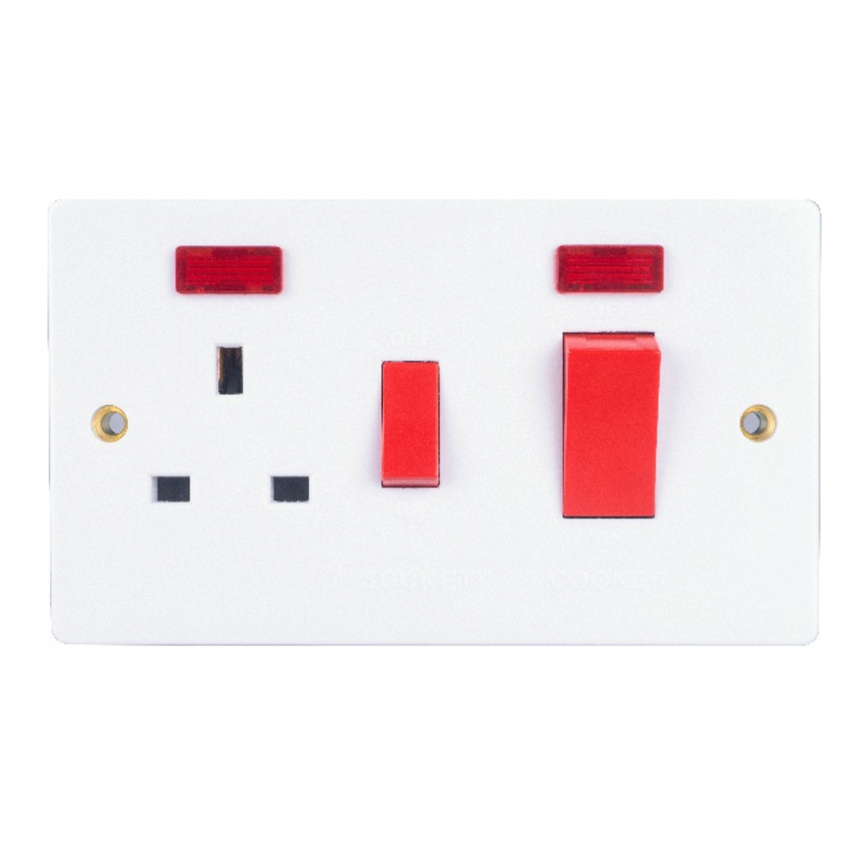 45A SWITCH+NEON +13A SWITCHED SOCKET+NEON MD-HWD5018