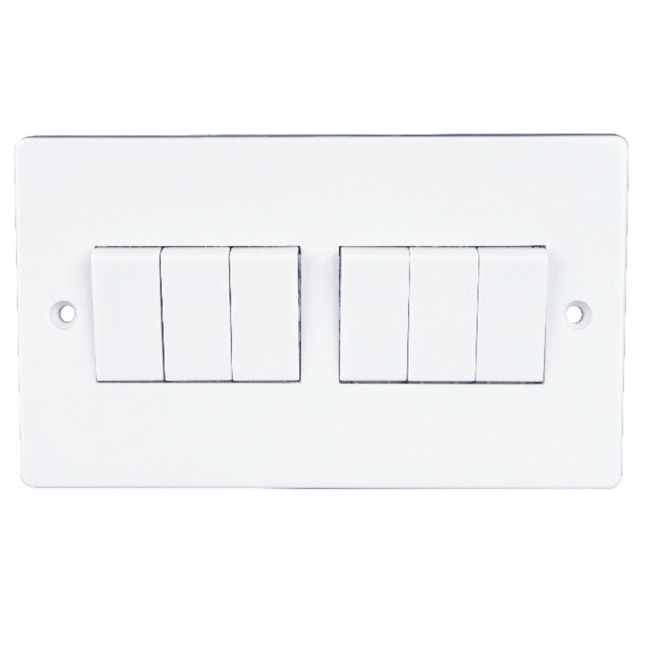 6 GANG 1 WAY PLATE SWITCH MD-HWD5036