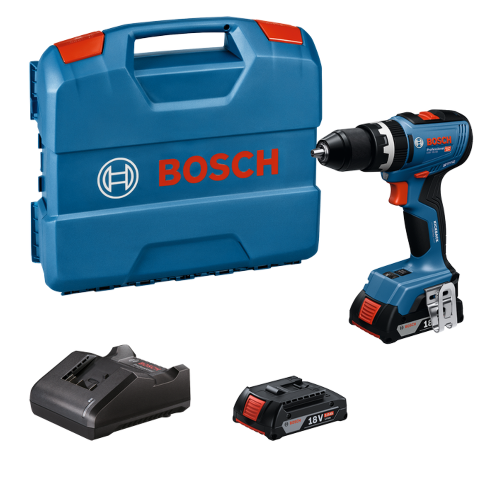 BOSCH GSB 18V-65 (3X2.0ah BATTERIES + CHARGER)