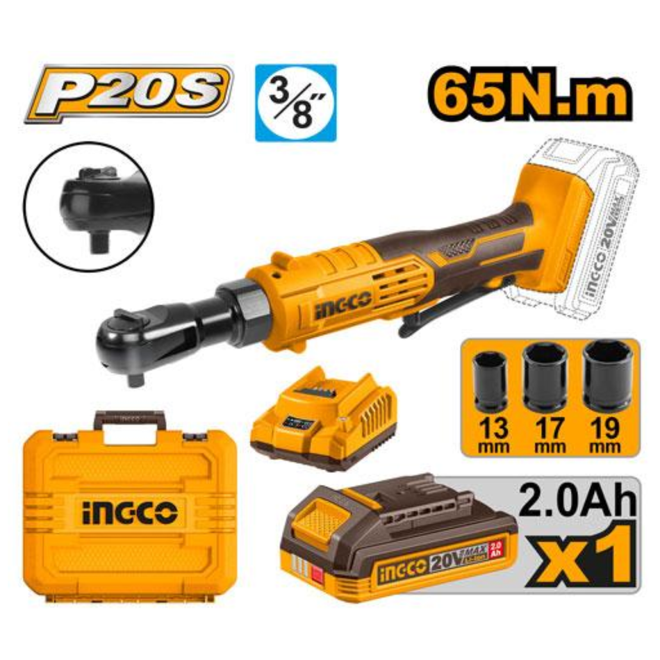 INGCO 20V 3/8" CORDLESS RATCHET WRENCH CDRLI2060152