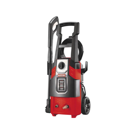 Red and black pressure washer on a white background