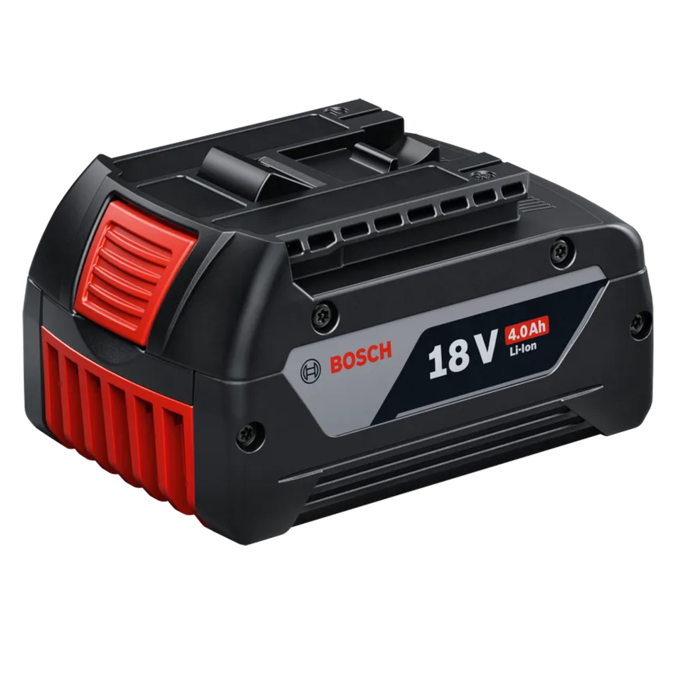 Bosch 18V 4.0Ah Li-ion battery pack on a white background