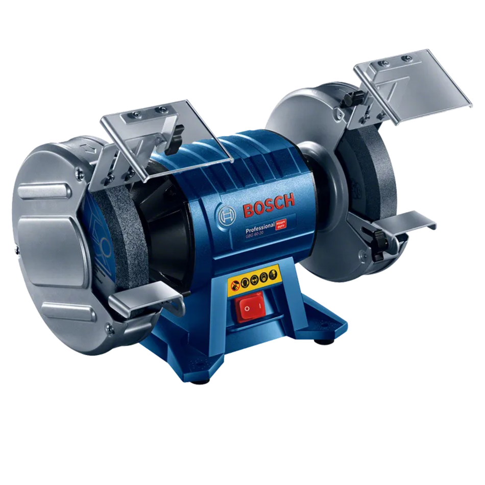 Bosch bench grinder on a white background