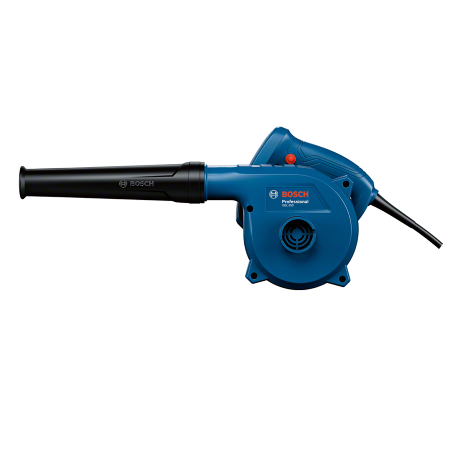 Blue Bosch leaf blower on a white background