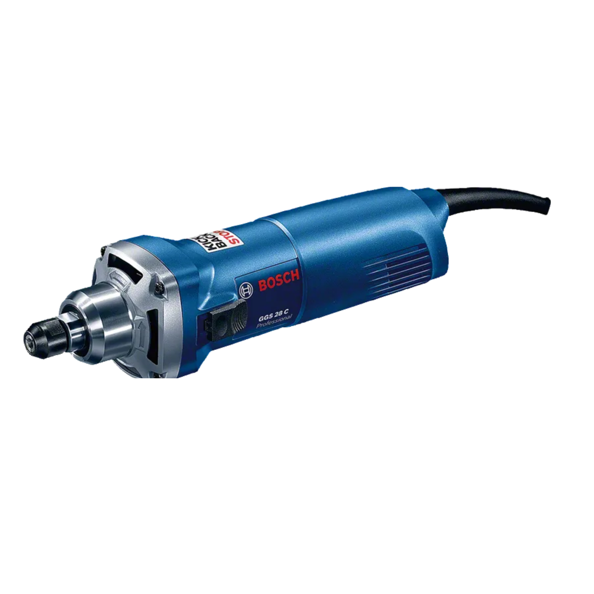 Blue Bosch power tool on a white background
