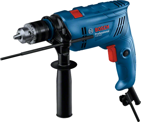Blue Bosch drill on a white background
