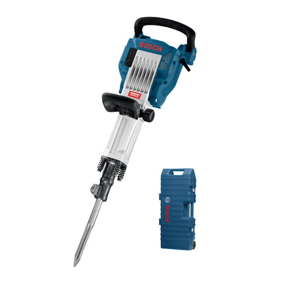 Bosch demolition hammer with carrying case on a white background