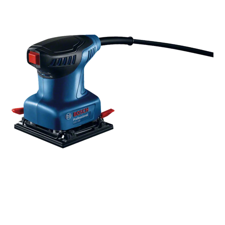 Blue Bosch power sander on a white background