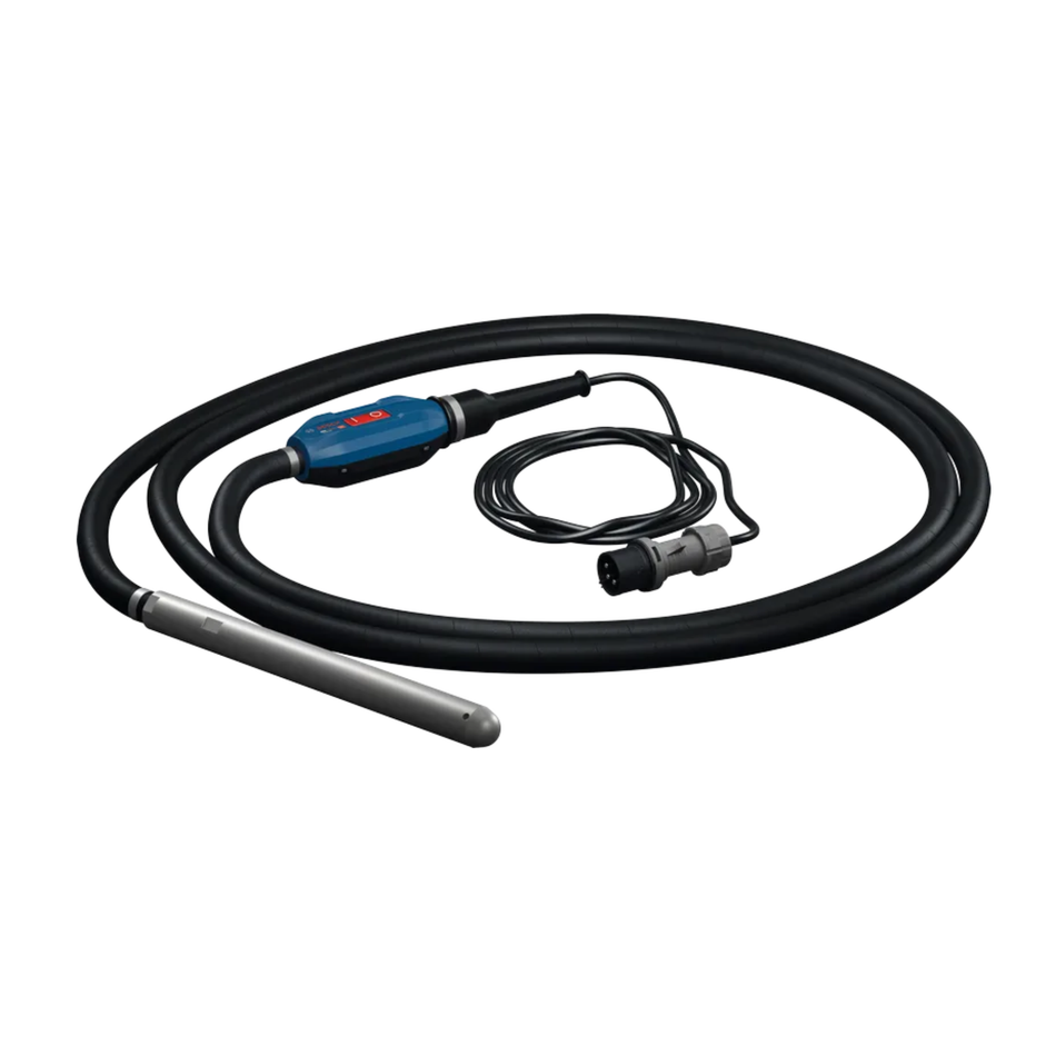 A Bosch water level sensor probe with a long black cable, a silver metal probe tip, and a blue control module with a red Bosch logo, shown on a plain white background.