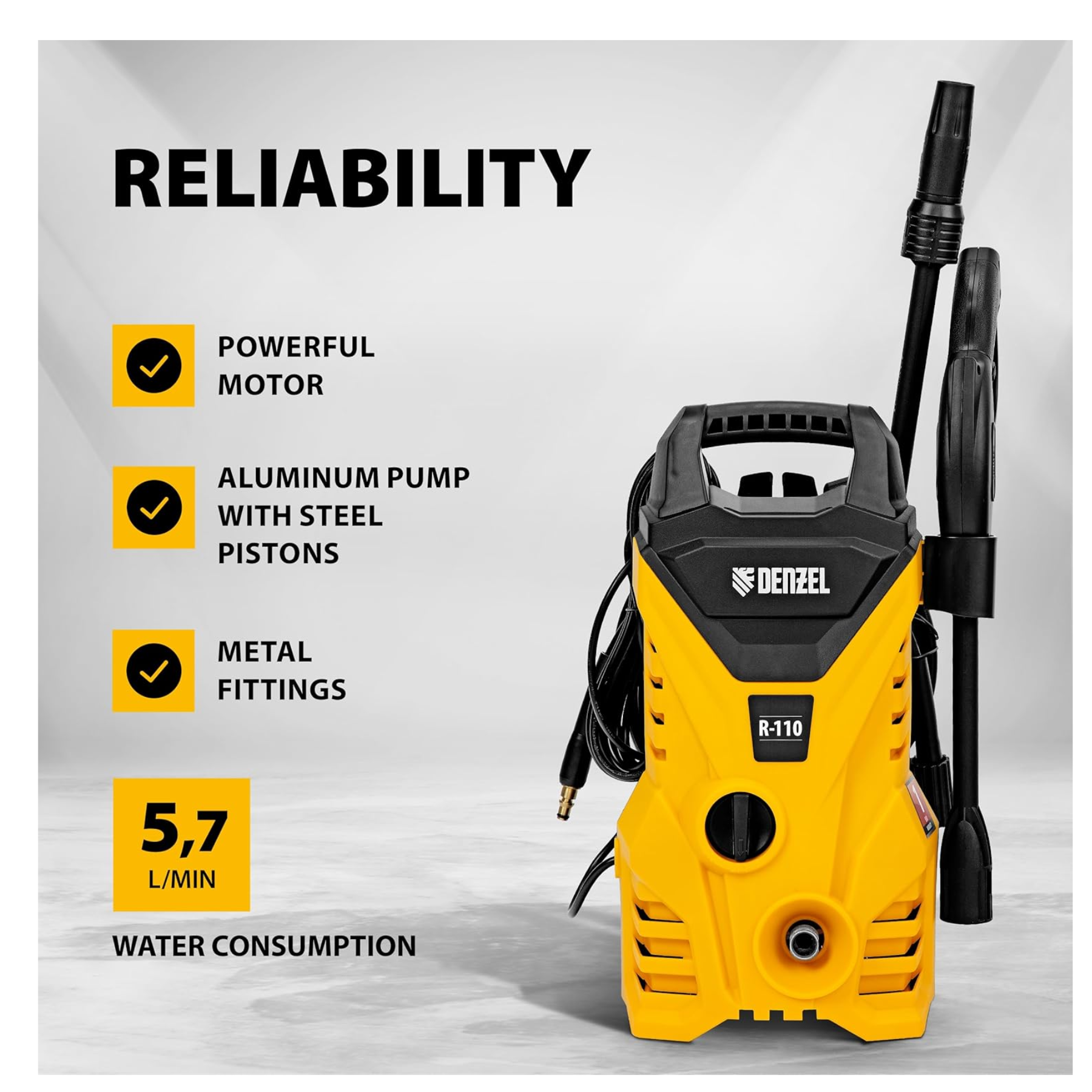 Advantages of using DENZEL High Pressure Washer R-110 1500W