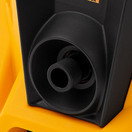 Black speaker on a yellow background