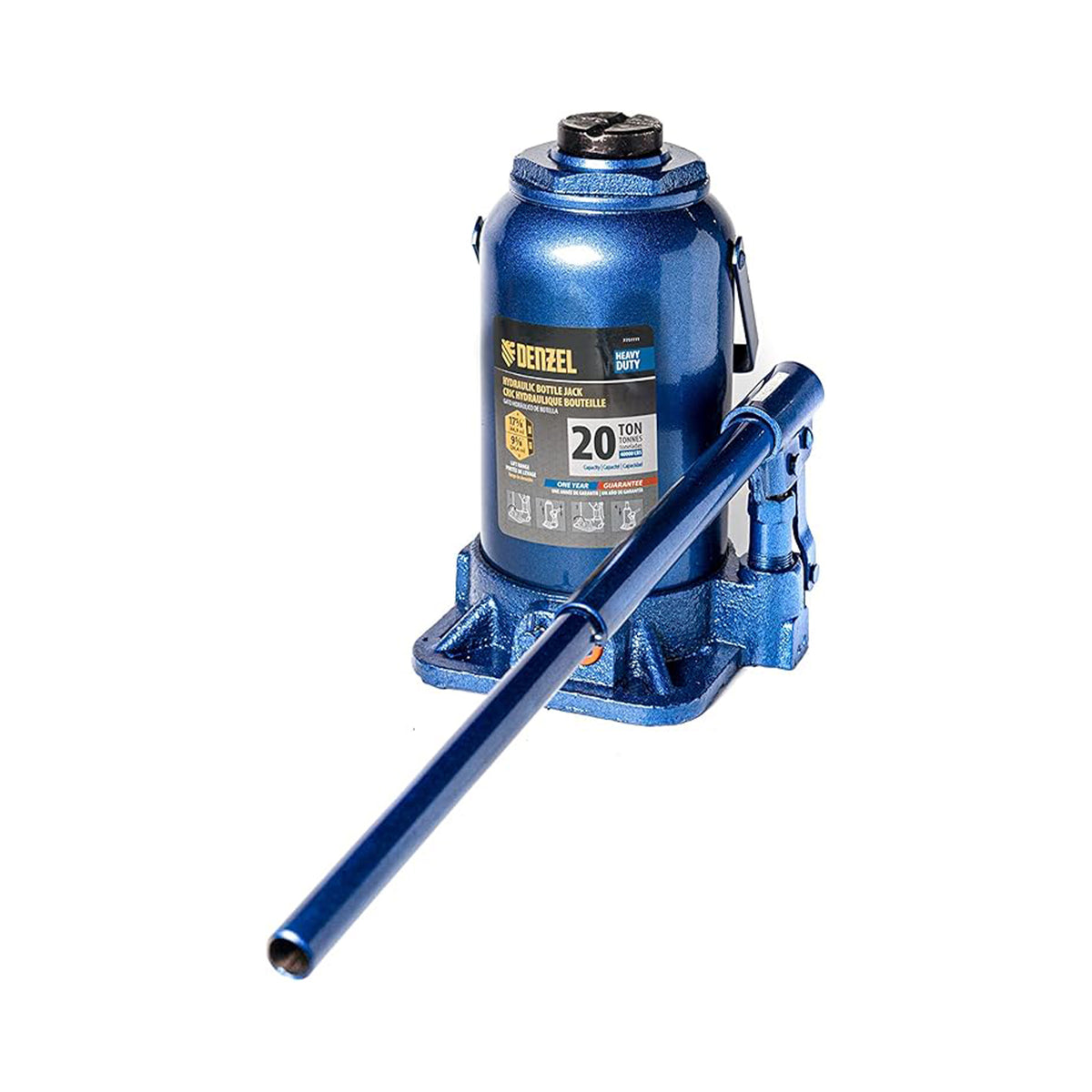 Blue Denzel bottle jack on a white background
