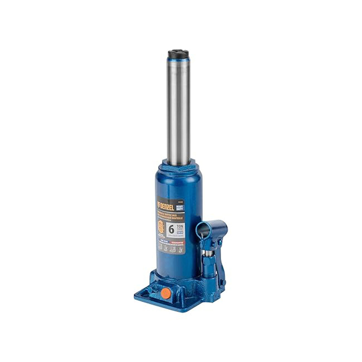 Blue hydraulic jack on a white background