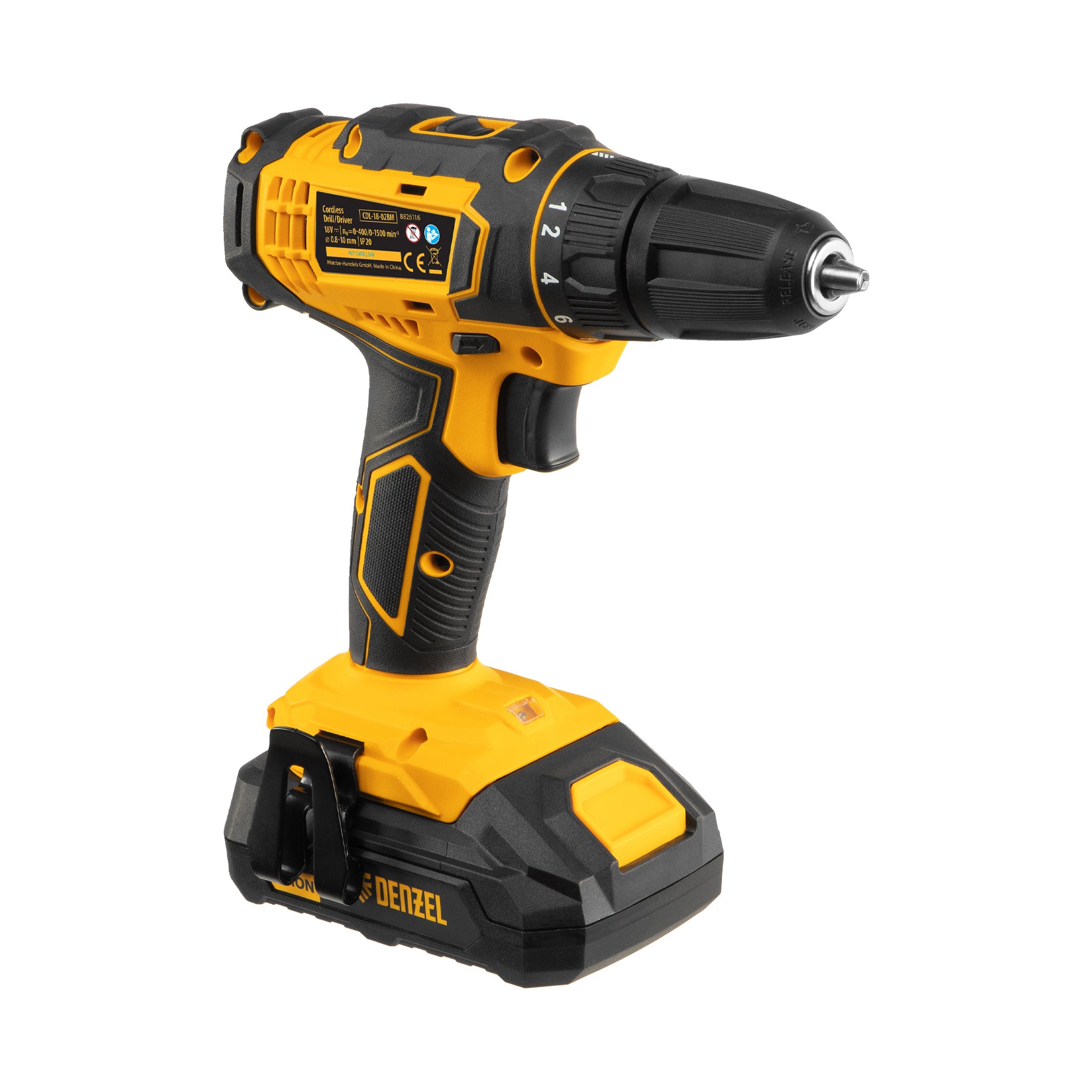 Denzel Cordless Drill Driver CDL-18-02BM (18V 2 Batteries) 8826116 (1 Year Warranty)