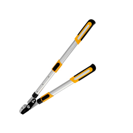 Pair of garden pruners with black and yellow handles on a white background