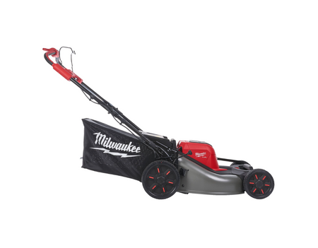 Milwaukee lawn mower on a white background