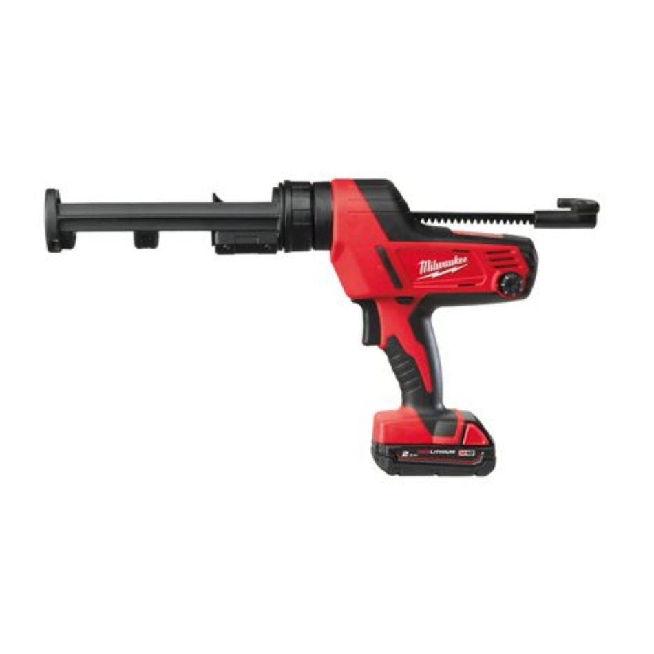 Red and black Milwaukee tool on a white background