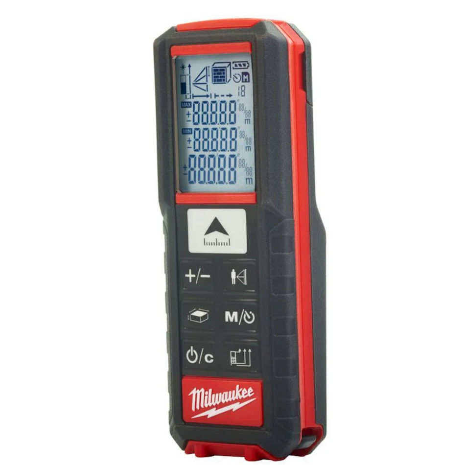 Milwaukee laser measure on a white background