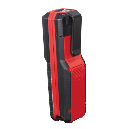 Red and black handheld device on a white background