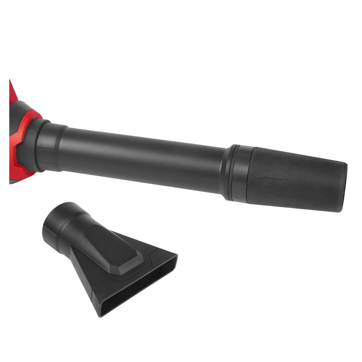Black and red vacuum attachment on a white background