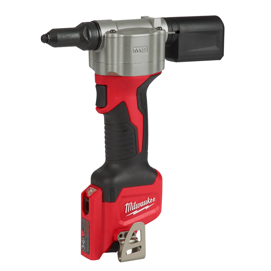 Red and black Milwaukee tool on a white background