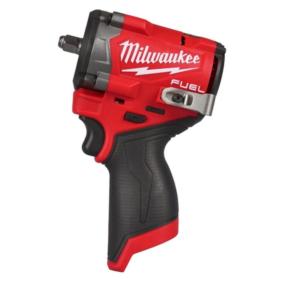 Red and black Milwaukee power tool on a white background