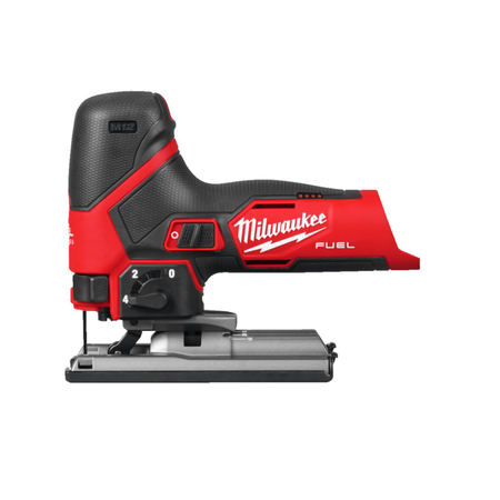 Red and black Milwaukee power tool on a white background