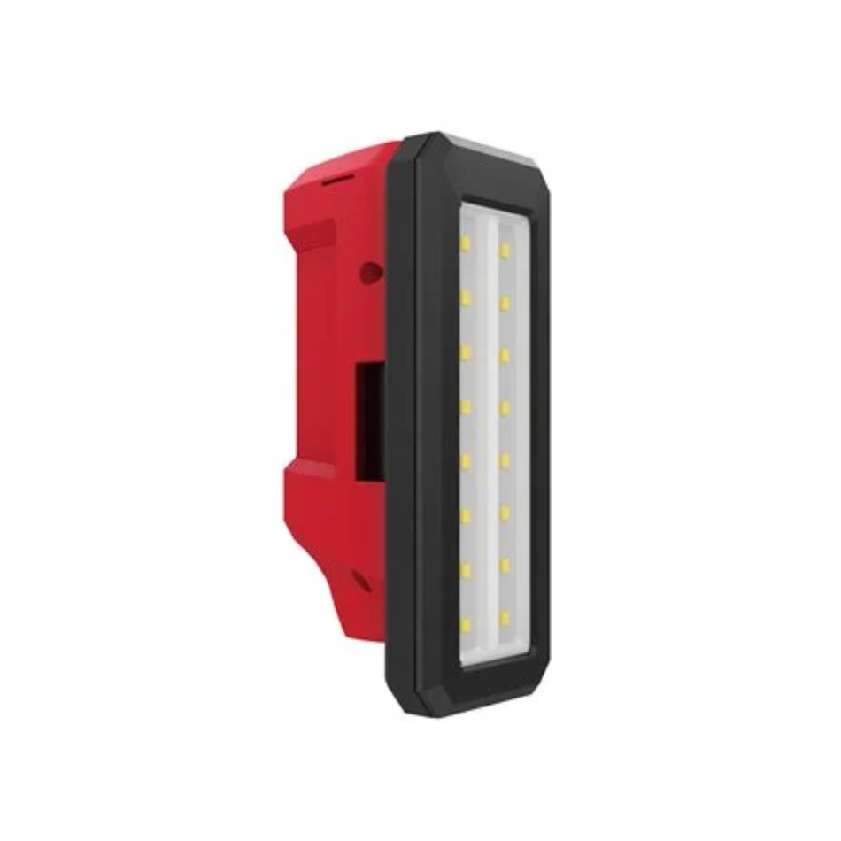 Red and black portable light on a white background