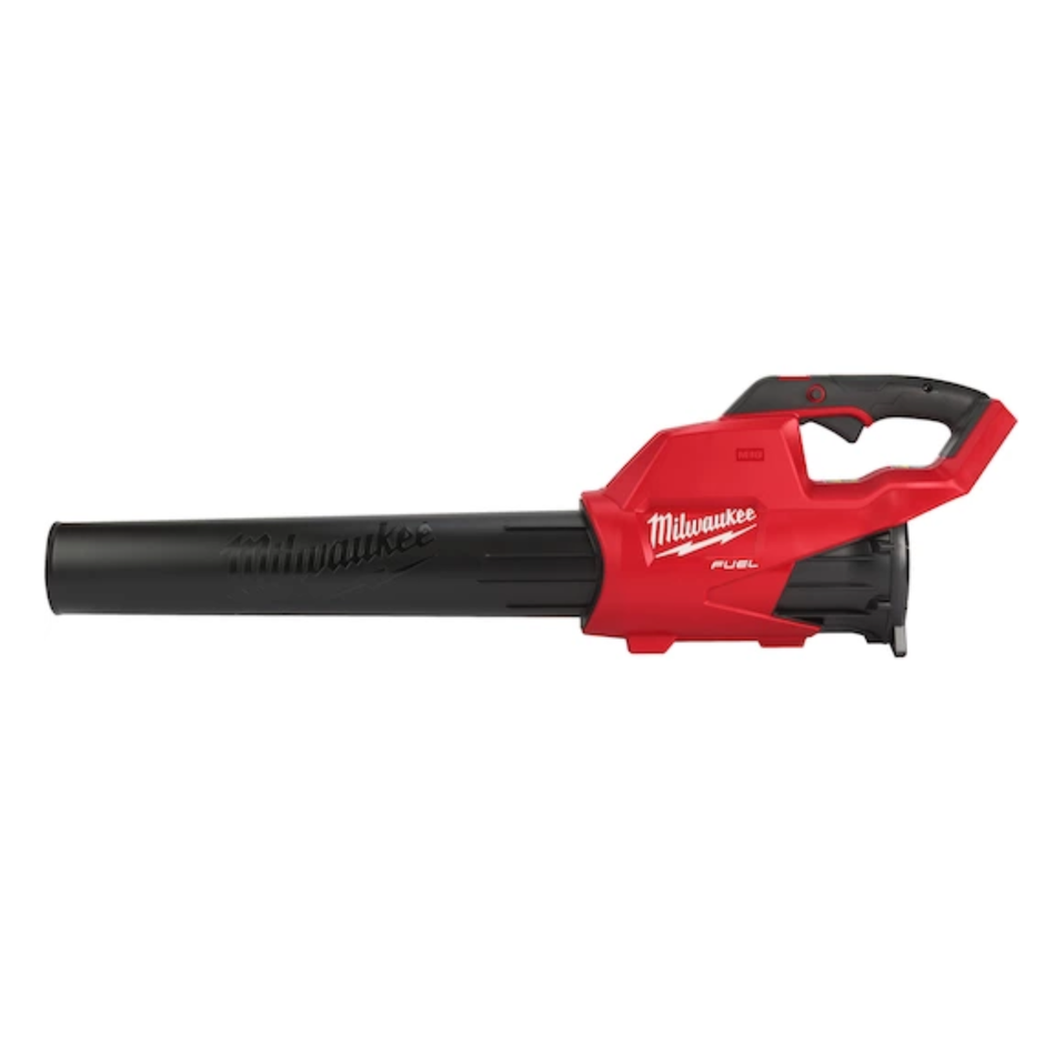 Red and black Milwaukee leaf blower on a white background