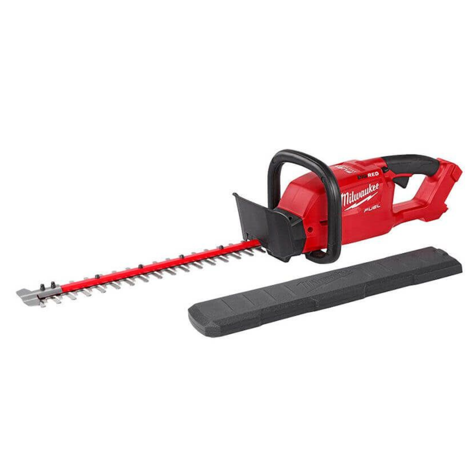 Red Milwaukee hedge trimmer on a white background