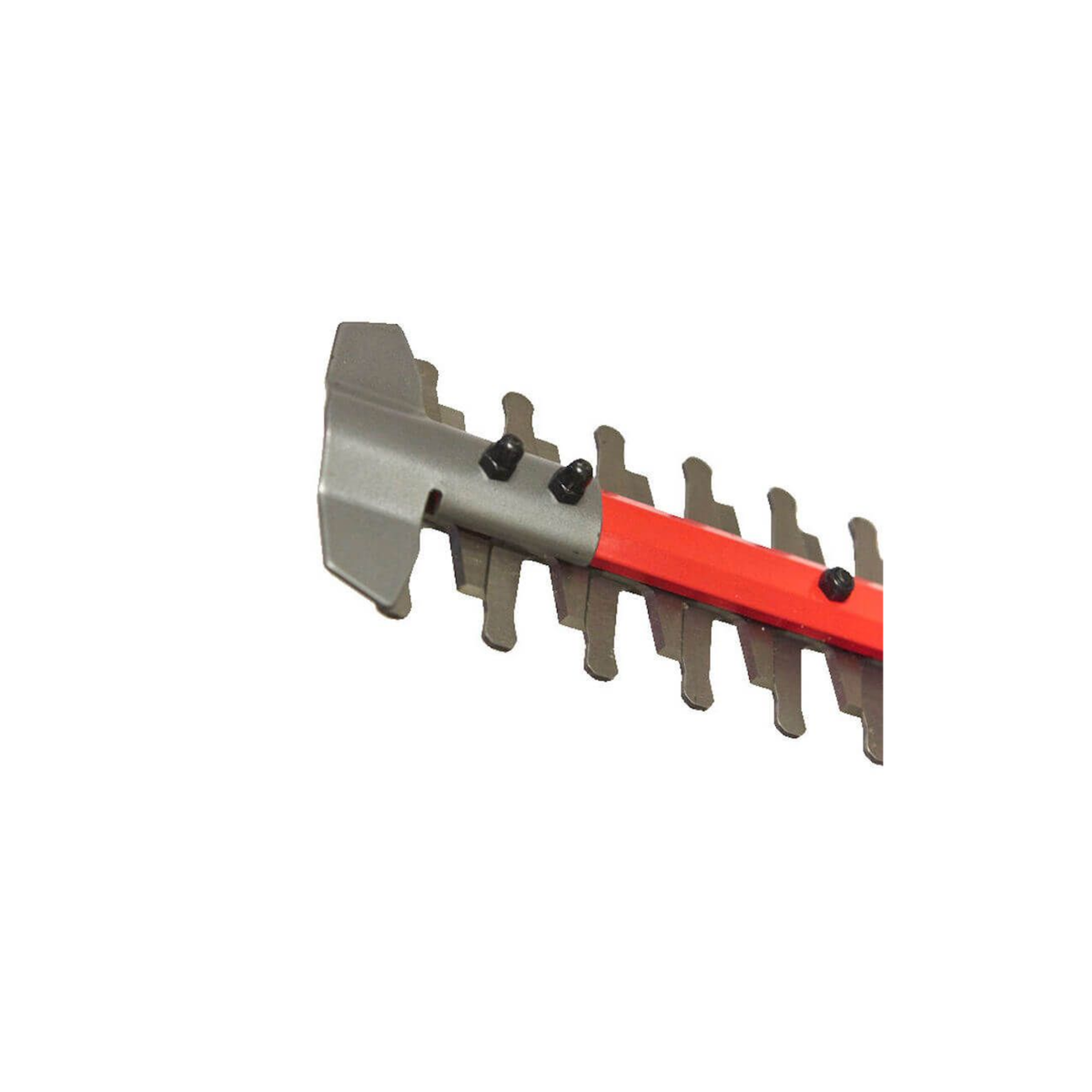 Hedge trimmer with red handle on a white background