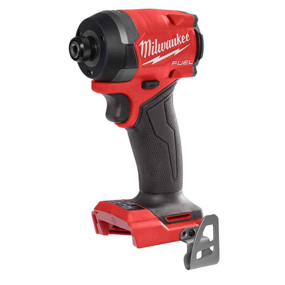 Red and black Milwaukee power tool on a white background