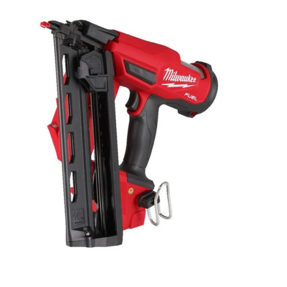 Red and black Milwaukee power tool on a white background